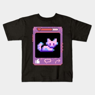 A Pixel Art of a Cat Kids T-Shirt